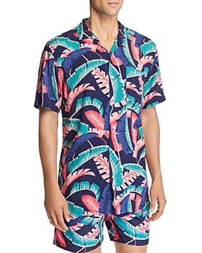 Shop Duvin Hour Short-sleeve Tropical-print Regular Fit Shirt In Navy