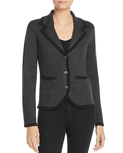 Shop Avec Two-tone Knit Blazer In Charcoal/black