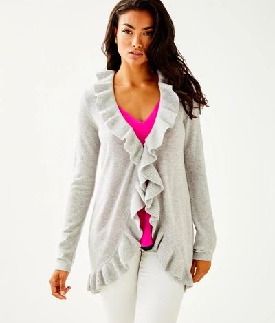 Shop Lilly Pulitzer Shere Cashmere Cardigan In Heathered Foggy Grey