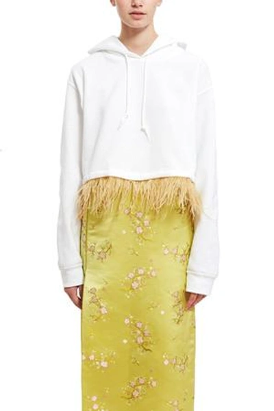 Shop Opening Ceremony Feather Trim Hoodie In White