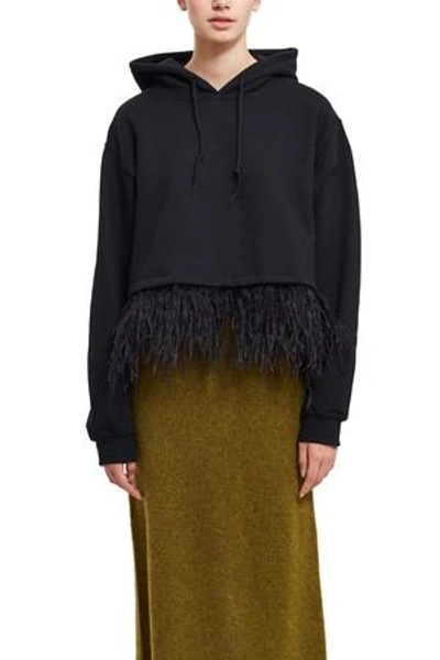 Opening Ceremony Black Feather Trim Sweater