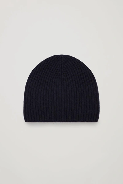 Shop Cos Ribbed Cashmere Hat In Blue