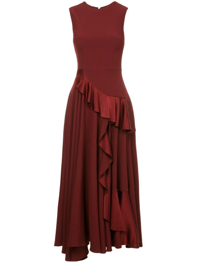 Shop Alex Perry Flared Asymmetric Dress In Red