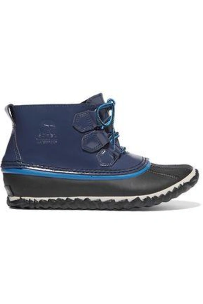 Shop Sorel Out N About Rain Waterproof Patent-leather And Rubber Boots In Blue