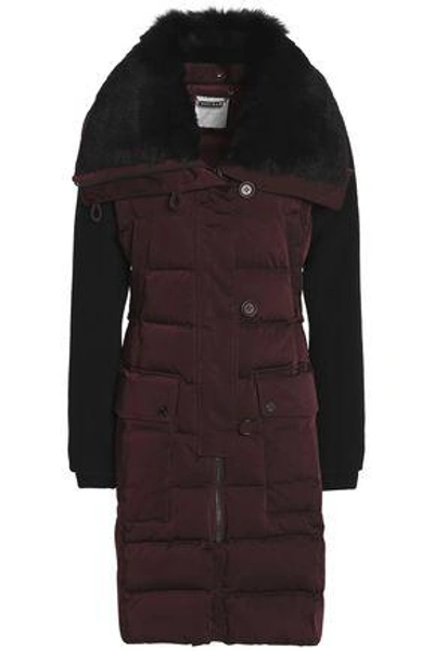 Shop Ashley B Woman Shearling-trimmed Twill Down Jacket Burgundy