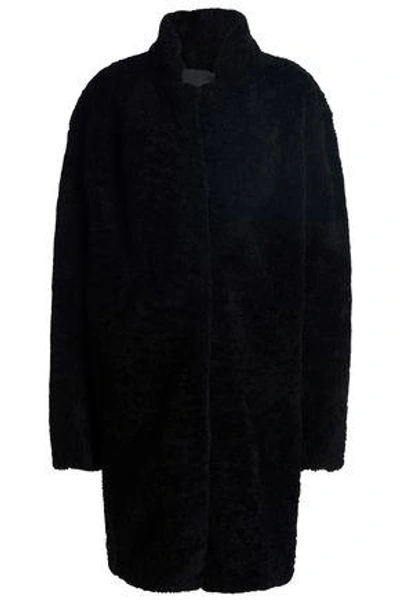 Shop Yves Salomon Woman Shearling Coat Black