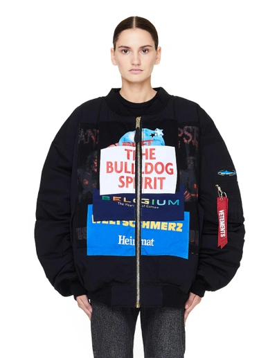 Shop Vetements Reversible Alpha Industries Bulldog Spirit Bomber In Black