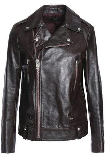 Shop Joseph Morgon Leather Biker Jacket In Merlot