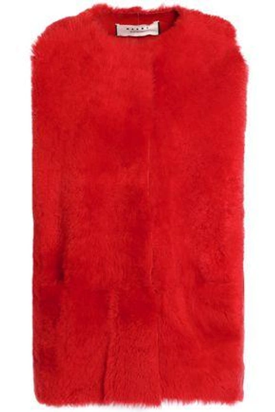 Shop Marni Woman Shearling Vest Red