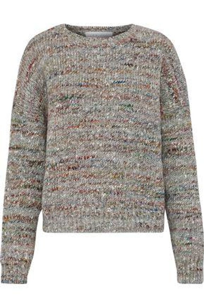 Shop Iro Woman Mélange Ribbed Wool, Alpaca And Silk-blend Sweater Gray