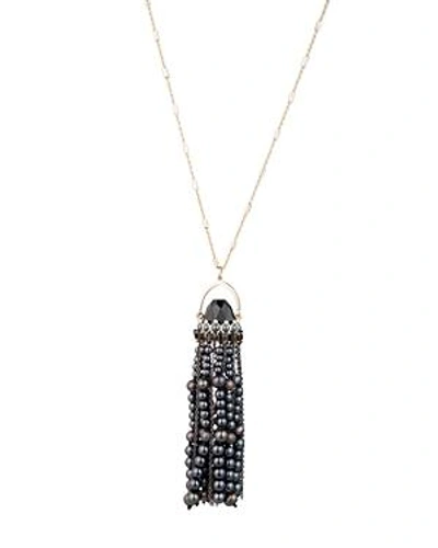 Shop Carolee Cultured Freshwater Pearl Tassel Pendant Necklace, 36 In Gold/black