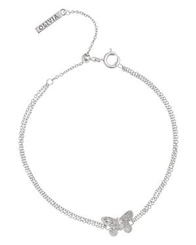 Shop Olivia Burton 3-d Butterfly Chain Bracelet In Silver