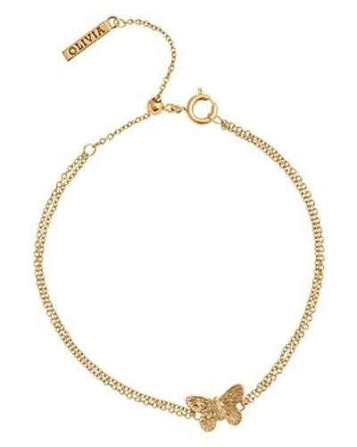 Shop Olivia Burton 3-d Butterfly Chain Bracelet In Gold
