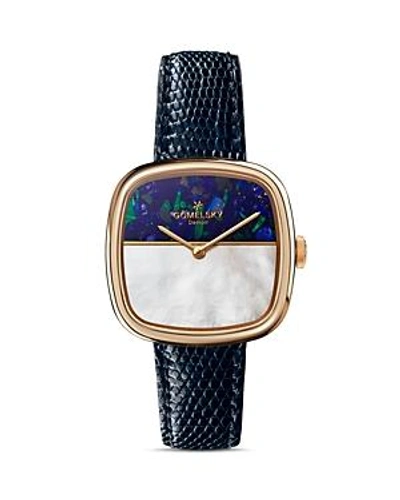 Shop Gomelsky The Eppie Two-tone Dial Blue Strap Watch, 32mm X 32mm