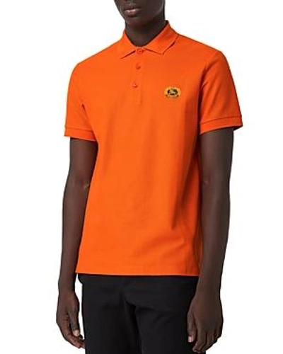 Shop Burberry Densford Crest Polo Shirt In Clementine