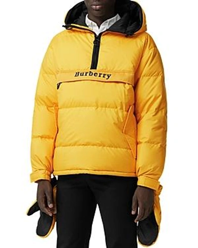 Shop Burberry Halstead Down Pullover Jacket With Detachable Mittens In Bright Yellow