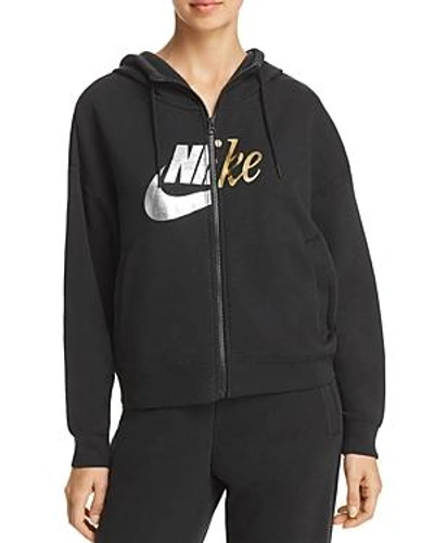 Shop Nike Rally Metallic Logo Hoodie In Black