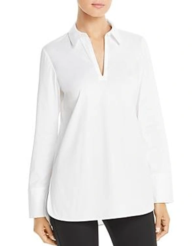 Shop Lafayette 148 Agatha Collared Pullover Top In White