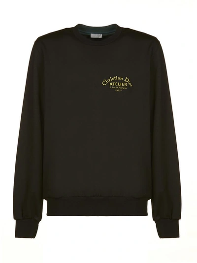 Dior Homme Logo Embroidered Crewneck Sweater In Black | ModeSens