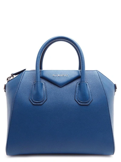 Shop Givenchy Small Antigona Leather Tote Bag In Blue