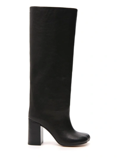 Shop Mm6 Maison Margiela High Knee Boots In Black