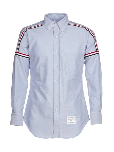 Shop Thom Browne Elastic Stripe Detail Shirt In Blue