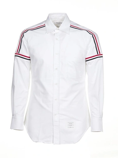 Shop Thom Browne Elastic Stripe Detail Shirt In White