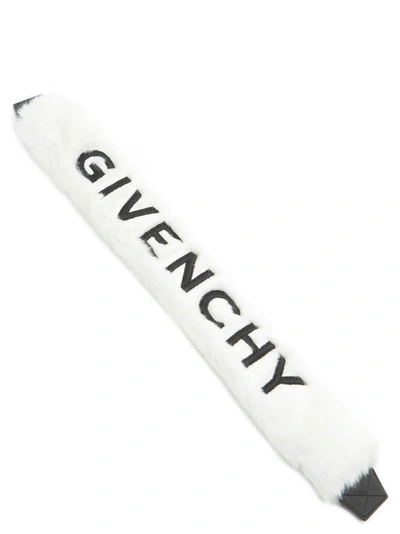 Shop Givenchy Logo Fur Trimmed Shoulder Strap In White