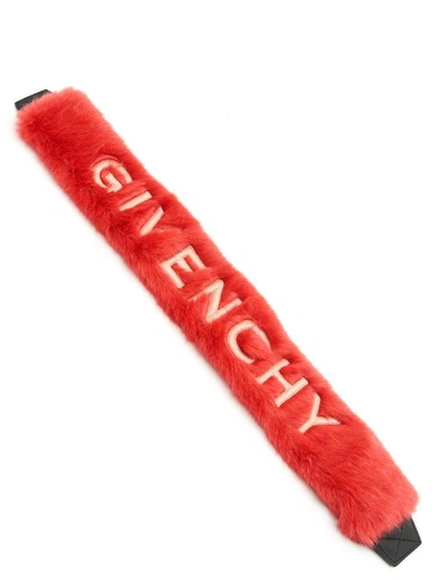 Shop Givenchy Logo Fur Trimmed Shoulder Strap In Pink