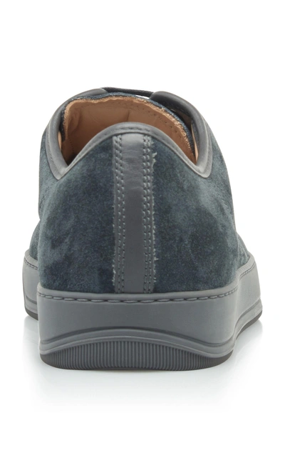 Shop Lanvin Cap-toe Suede And Patent Leather Sneakers In Grey