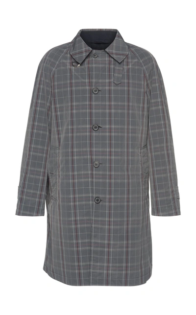 Shop Lanvin Reversible Checked Cotton-blend Trench Coat In Grey