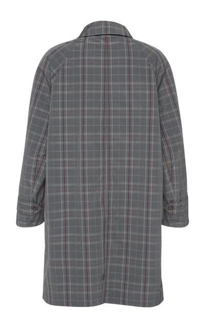 Shop Lanvin Reversible Checked Cotton-blend Trench Coat In Grey