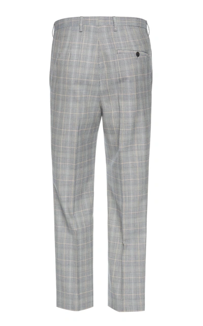 Shop Lanvin Checked Wool-blend Pants In Grey