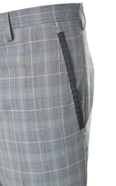 Shop Lanvin Checked Wool-blend Pants In Grey