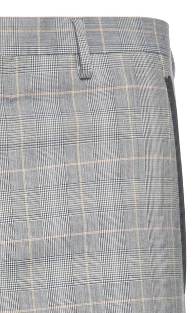 Shop Lanvin Checked Wool-blend Pants In Grey