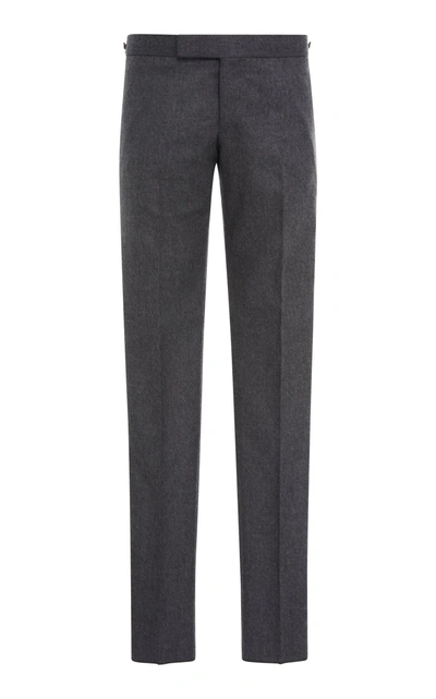 Shop Thom Browne Slim-fit Striped Wool Trousers In Grey