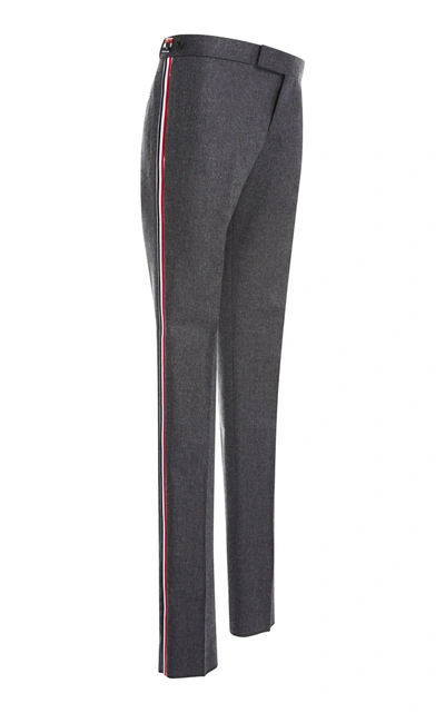 Shop Thom Browne Slim-fit Striped Wool Trousers In Grey