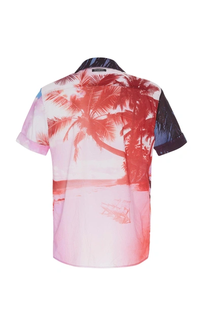 Shop Balmain Beach Print Cotton Shirt
