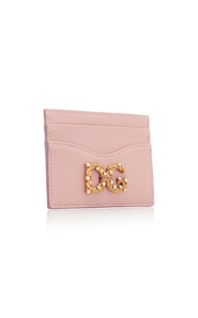 Shop Dolce & Gabbana Embellished Leather Cardholder In Pink