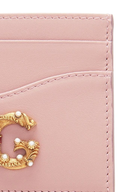 Shop Dolce & Gabbana Embellished Leather Cardholder In Pink