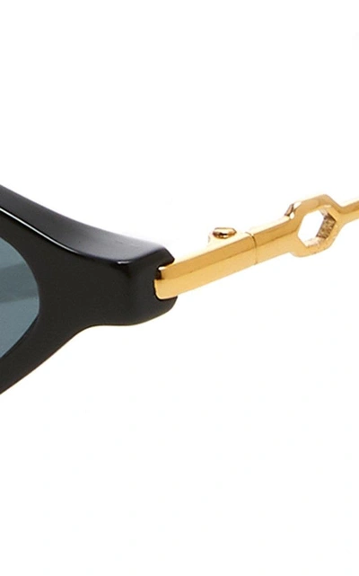 Shop Alessandra Rich X Linda Farrow Skinny Oval Cat-eye Sunglasses In Black
