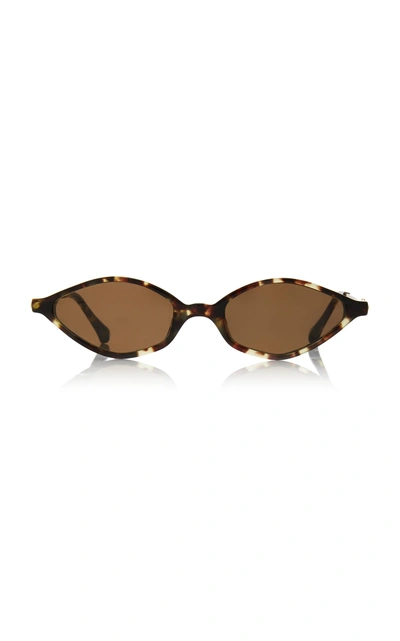 Shop Alessandra Rich X Linda Farrow Skinny Oval Cat-eye Sunglasses In Brown