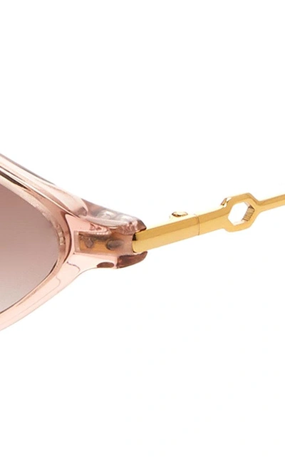 Shop Alessandra Rich X Linda Farrow Skinny Oval Cat-eye Sunglasses In Pink