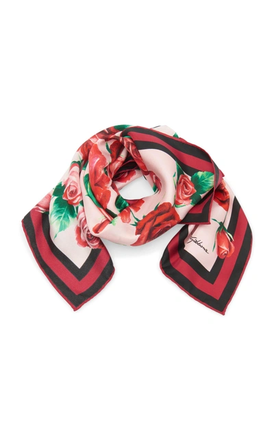 Shop Dolce & Gabbana Floral-print Silk-twill Scarf In Multi