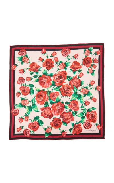 Shop Dolce & Gabbana Floral-print Silk-twill Scarf In Multi