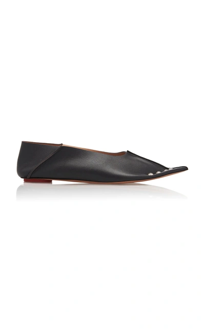 Shop Marni Studded Flats In Black