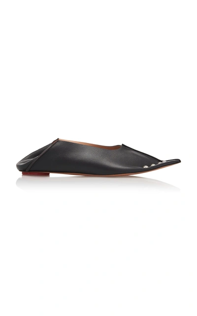 Shop Marni Studded Flats In Black