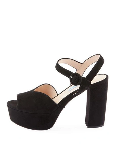 Shop Prada Suede Platform 105mm Sandals In Black