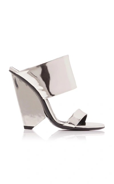 Shop Balmain Lory Mirror Sandals In Silver