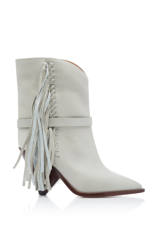 isabel marant white fringe boots